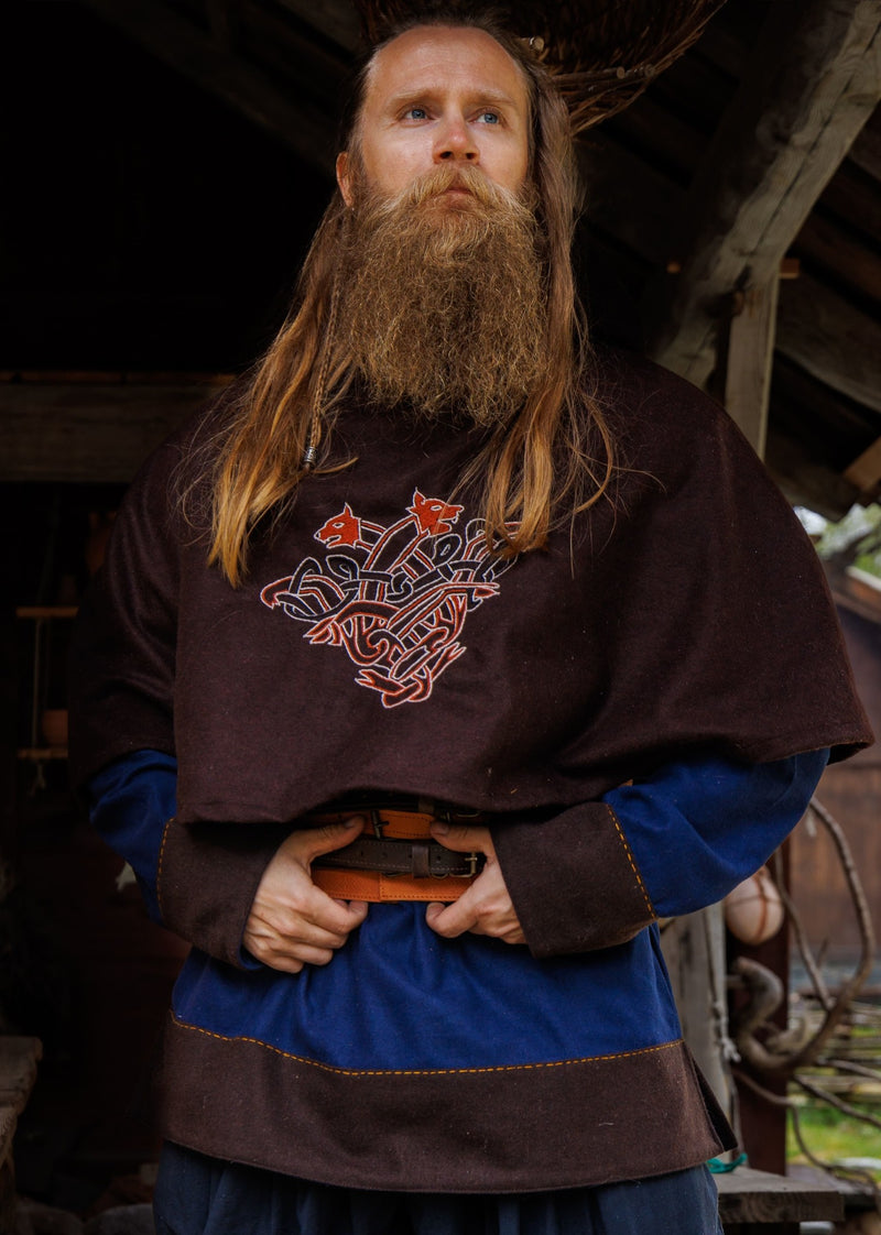 Viking chaperon Bjomolf, mélange de laine, brun 