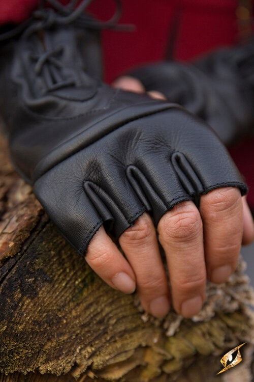 Fingervantar med snörning, svart 