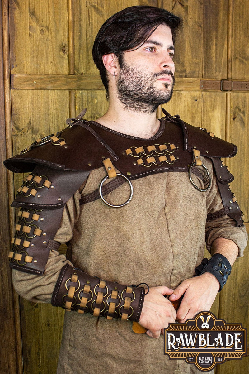 Vechter Gorget met Pauldrons - Bruin