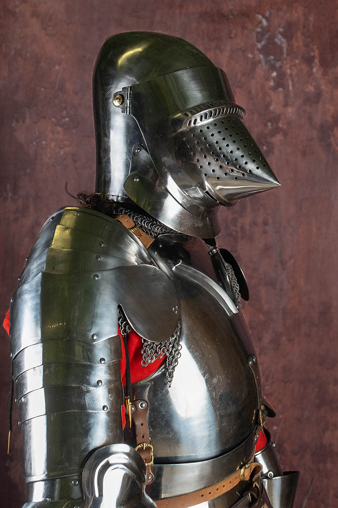 Grote bascinet met hondensnuit 1420, 2 mm (battle-ready)