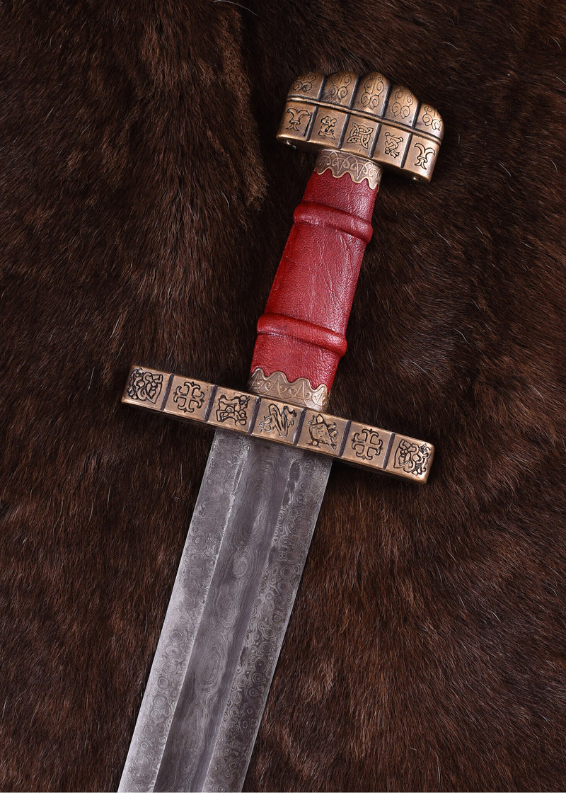 Espada vikinga Haithabu del siglo IX, acero de Damasco, semi-afilado 
