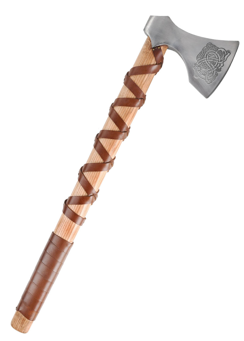 Viking axe, type E, engraved, semi-sharp