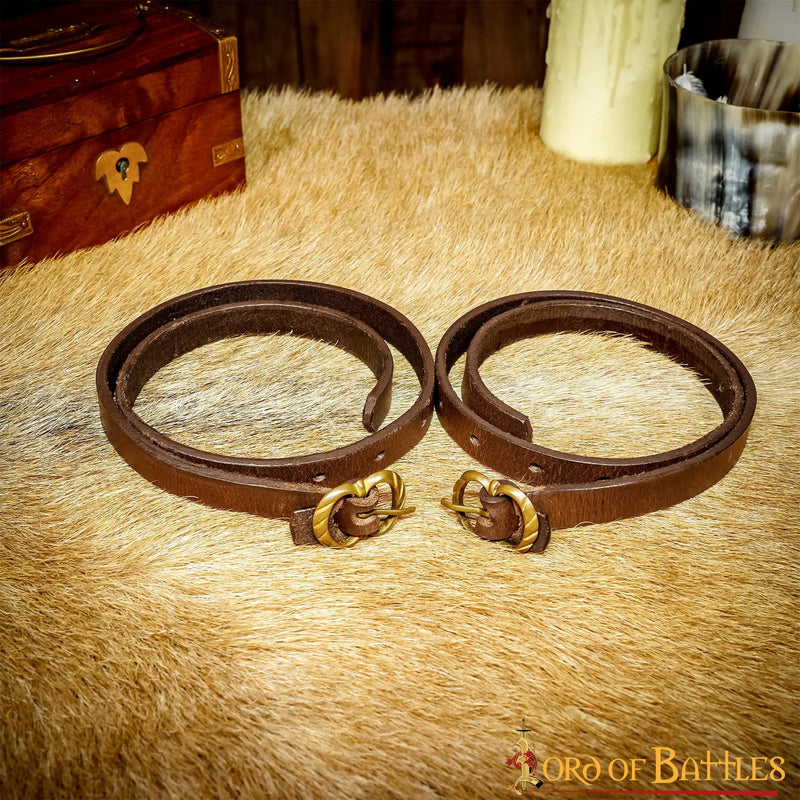 Mittelalterliche Lederstrumpfbänder, braun 