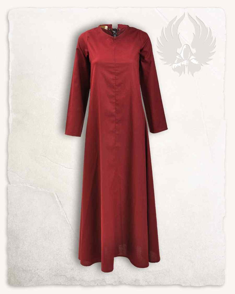 Marita vestido, ligero algodón, burdeos 