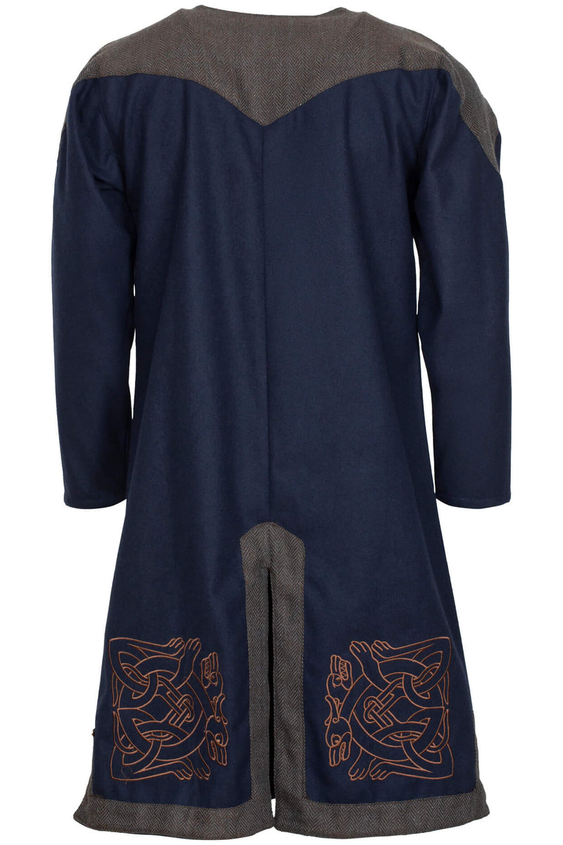 Geborduurde Norgaard tuniek, wolmix, blauw