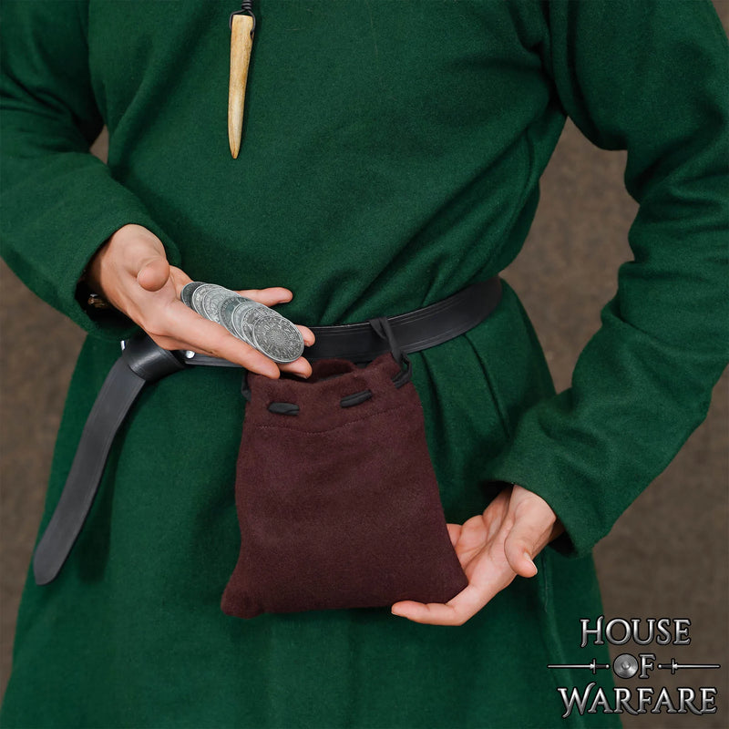 Bolsa medieval de lana, marrón 