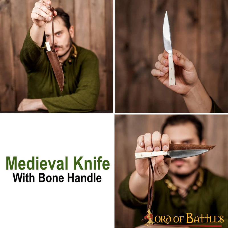 Couteau de table du XVe siècle avec manche en os, inoxydable acier 