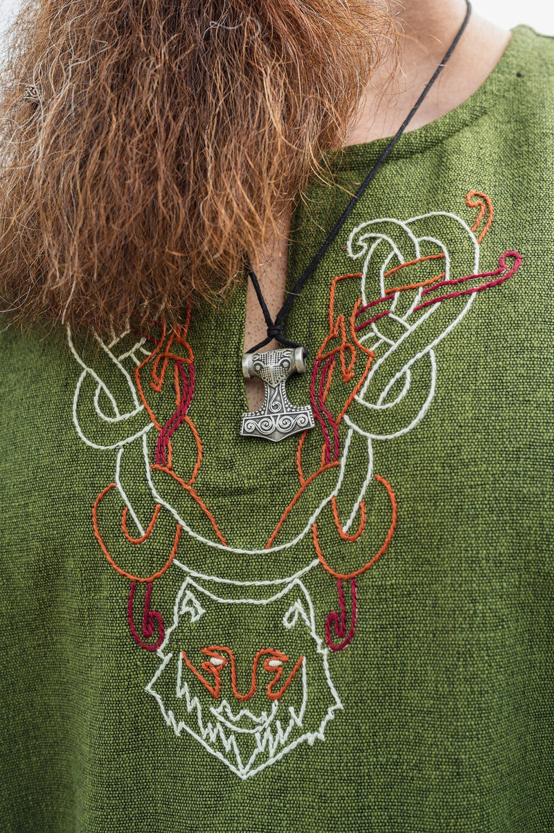 Viking Tunic Wolf Fenrir, Green