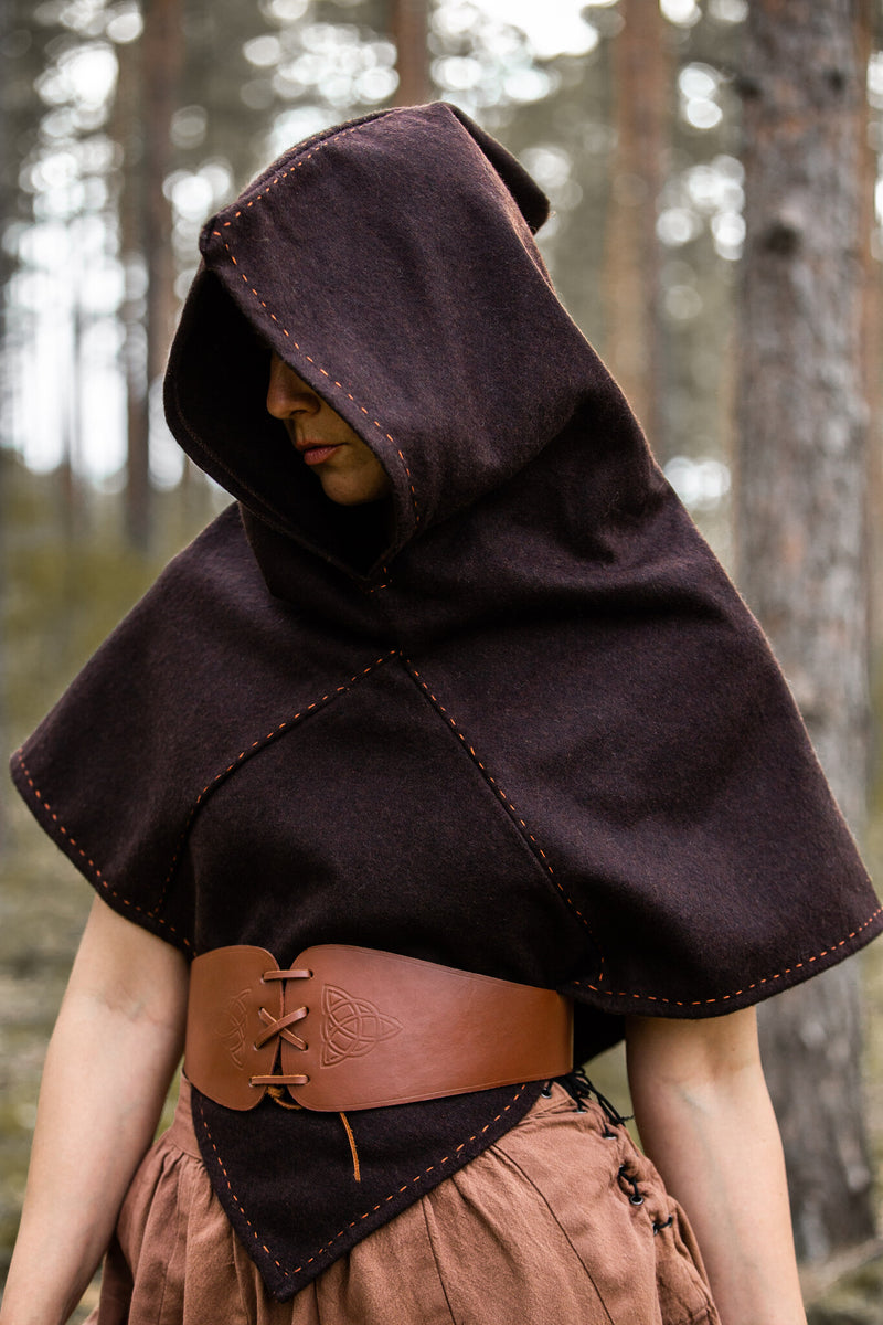 Skjoldehamm chaperon Halfdan, brun, mélange de laine 