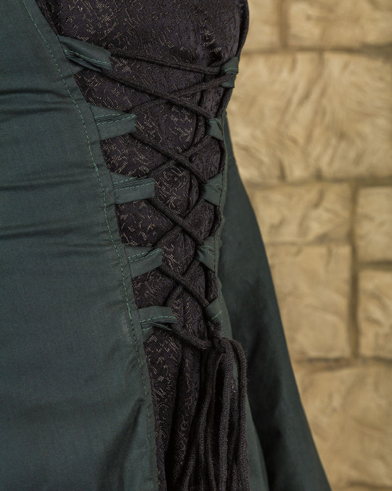 Middeleeuwse jurk Ophelia, groen-zwart