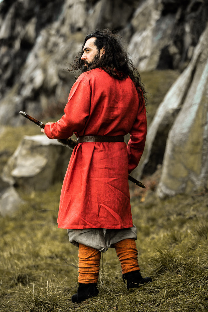 Wikinger -Tunika -Halvar -Leinen, rot