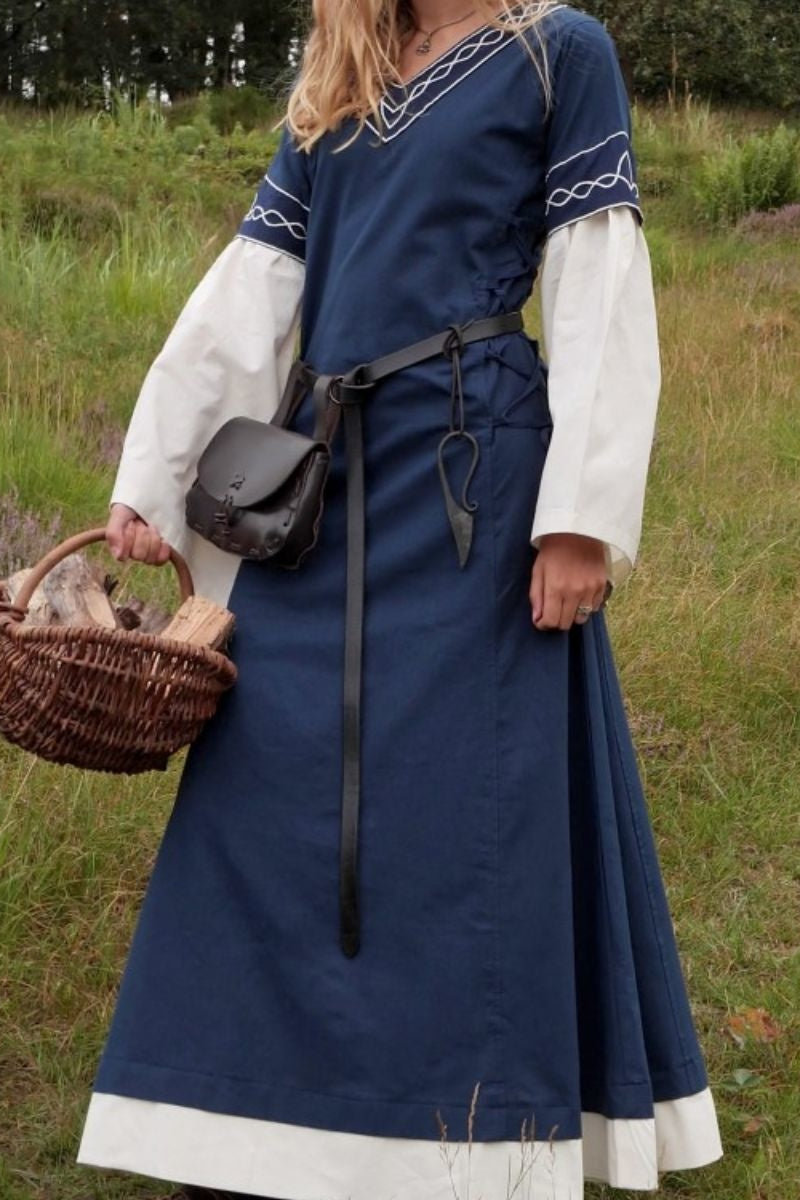 Gothique robe Fiona, bleu-naturel 