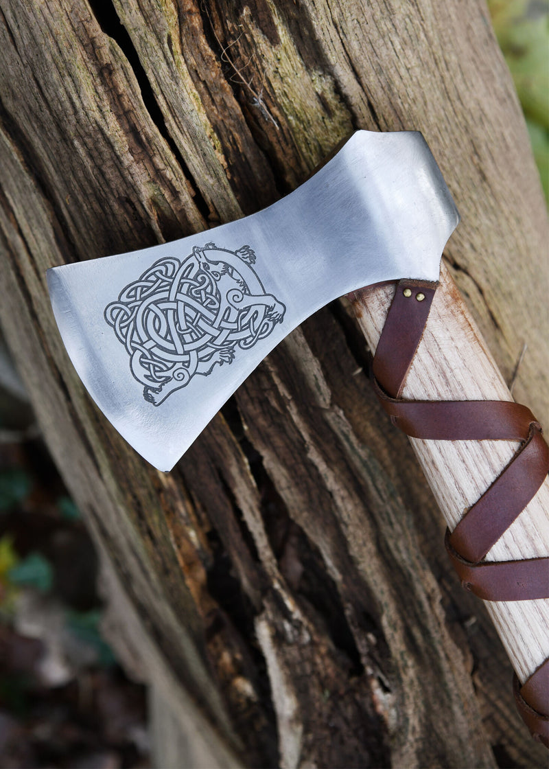 Viking axe, type H, engraved, semi-sharp
