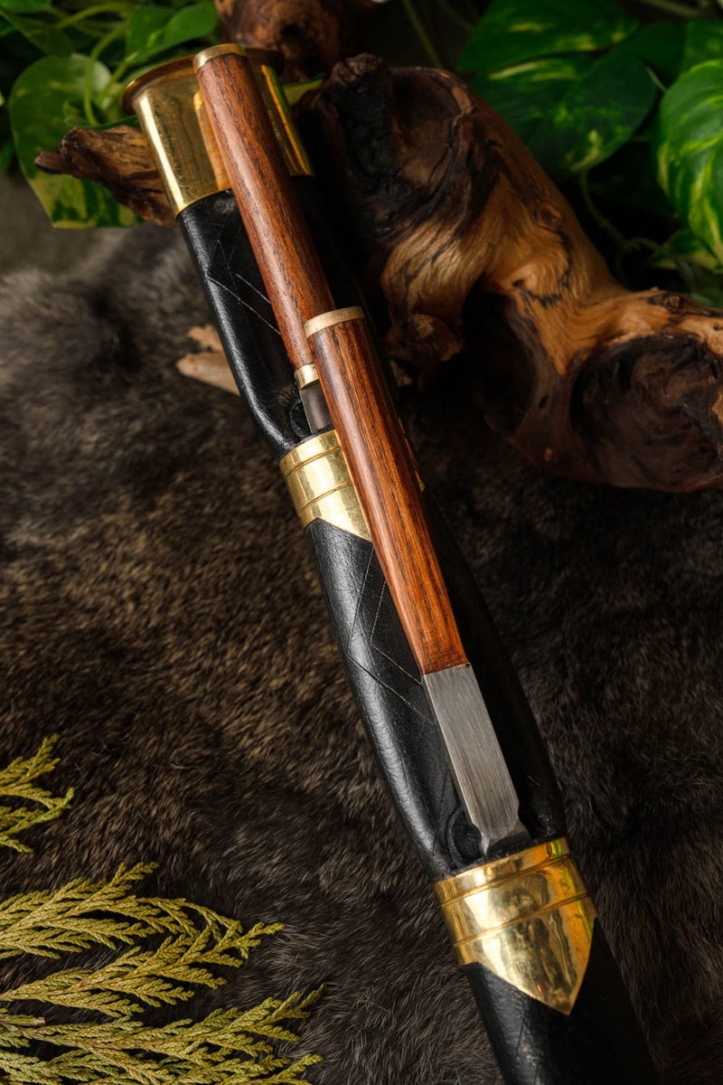 Sgian achlais met mes en vork, semi-scherp