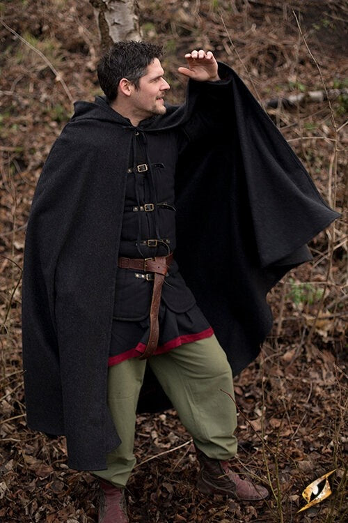 Wollen cape met capuchon, grijs