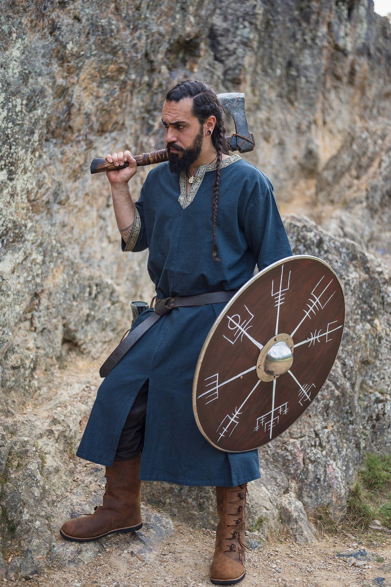 Keltische tuniek, korte mouwen, donkerblauw