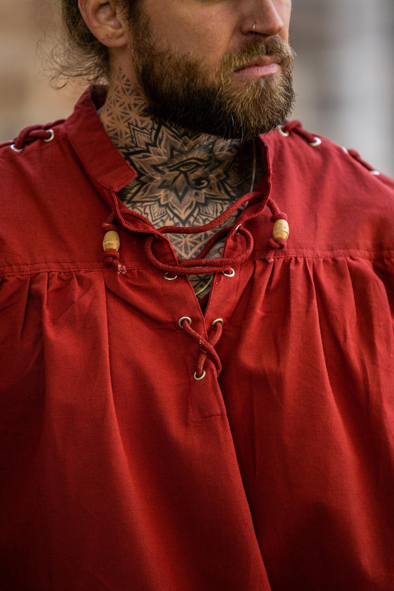 Piratenhemd met veters, rood