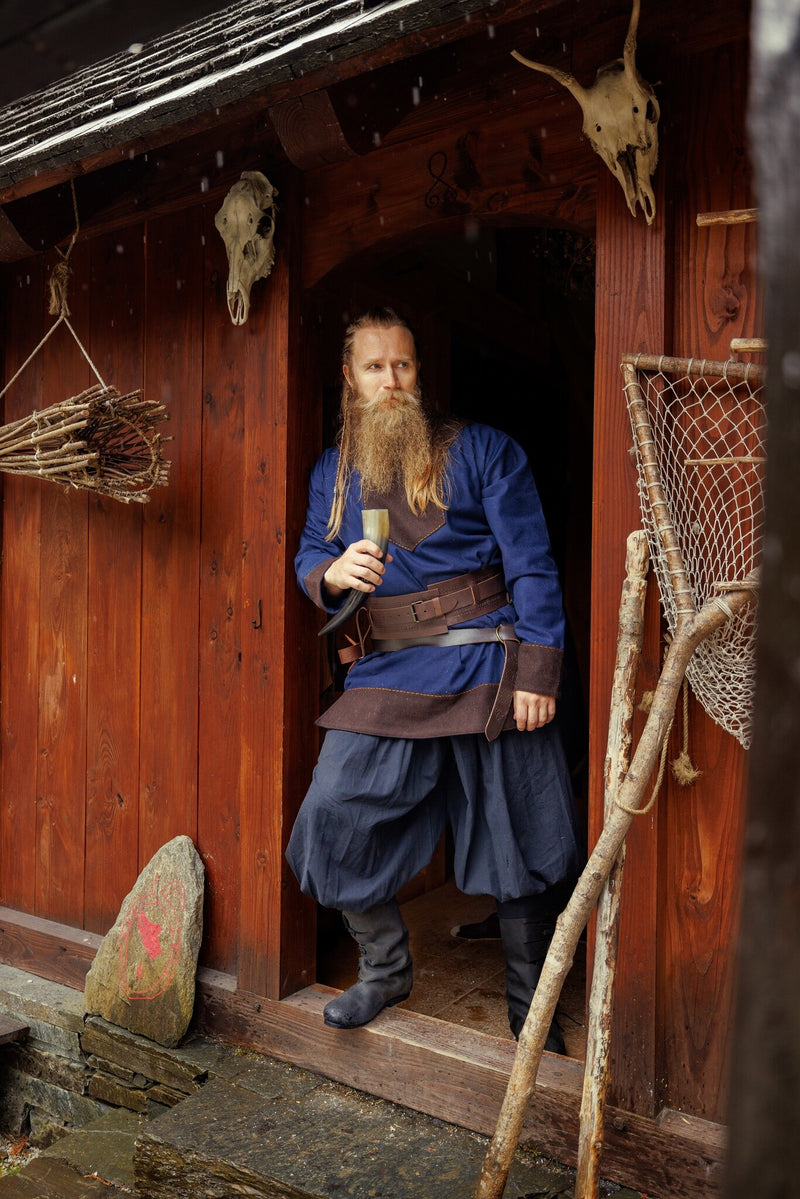 Viking tuniek Roland, wolmix, blauw