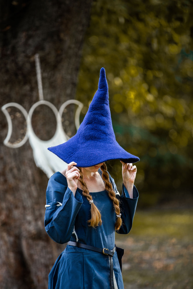 Heksenhoed, wolvilt, blauw