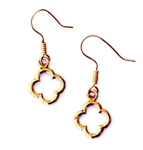 Pendientes góticos de cuatrifolio, bronce plateado 