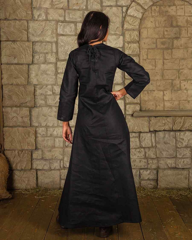 Marita vestido, luz algodón, negro 