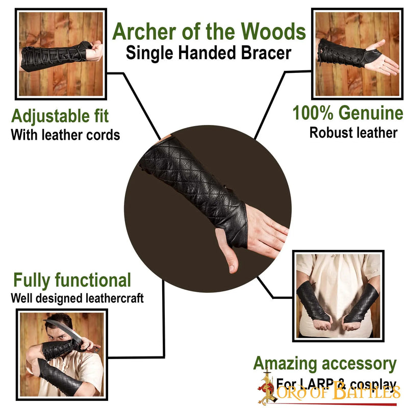 Boogschutter bracer rechterhand, bruin