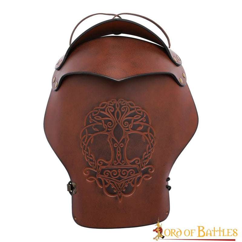 Läderpauldron Yggdrasil Mjolnir, grön 