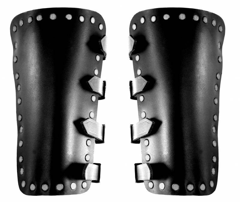 Brassards en cuir Marius, canons d'avant-bras, noir 