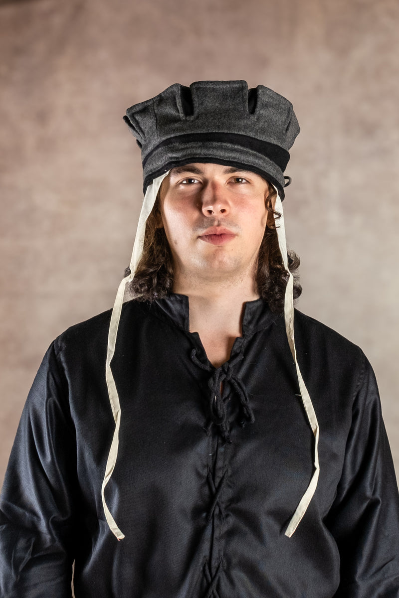 Cappello del XIV secolo, Codex Manesse, nero-grigio, misto lana 