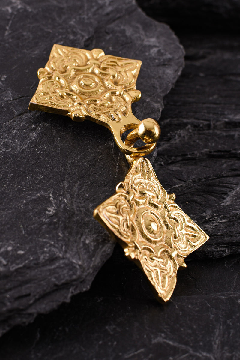 Tweedelige Vikingbroche, messing