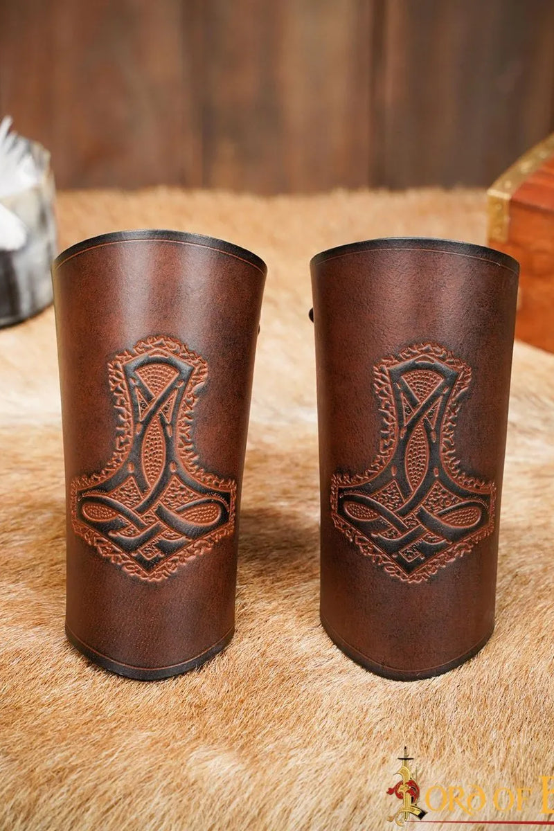 Mjolnir leren bracers, onderarmbeschermers