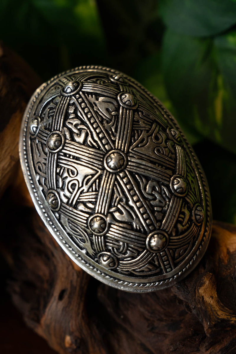 Schildpad broche Oseberg, verzilverd, prijs per stuk