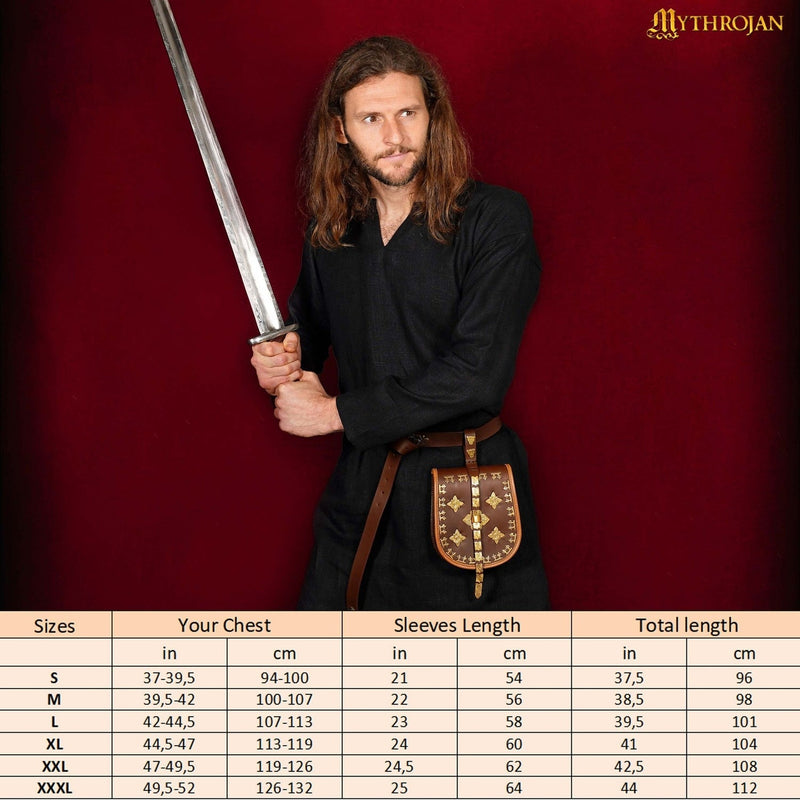 Viking tuniek Eirik, linnen, zwart