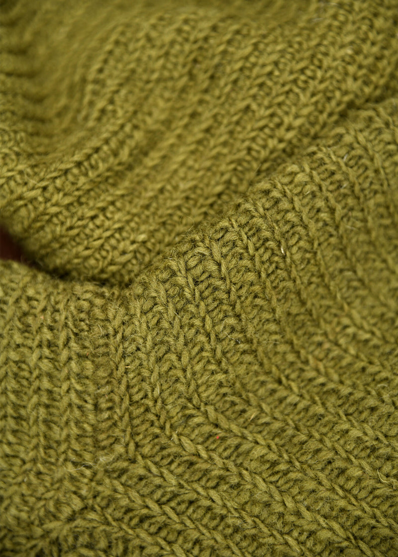 Gehaakte sokken, 100% wol, groen-geel