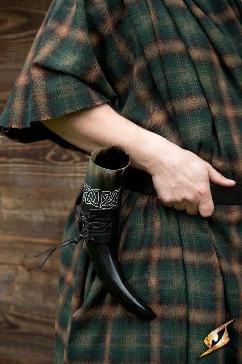 Leren drinkhoornhouder Edda, zwart