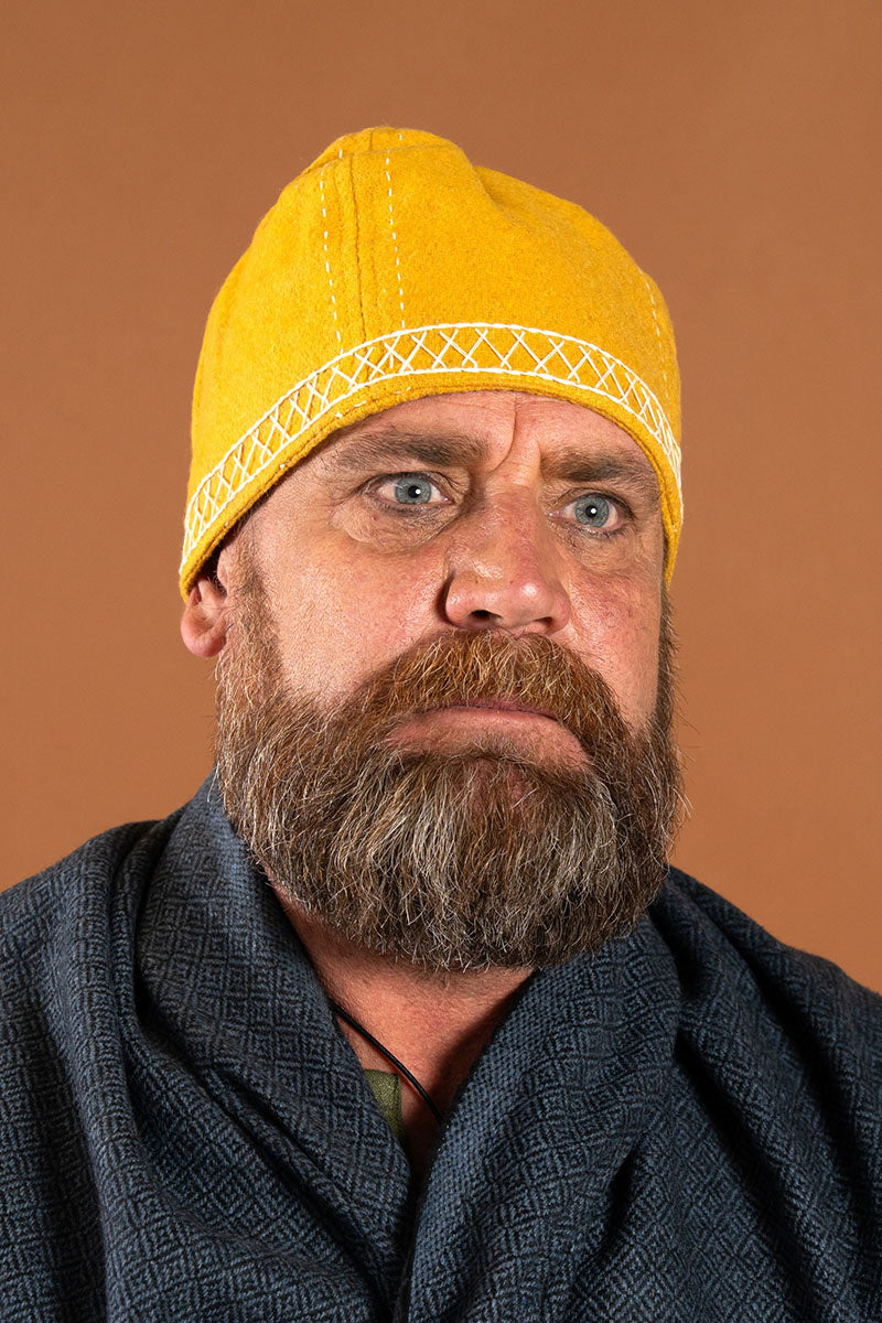 Wikinger Mütze Njal, gelb, Wollmischung 