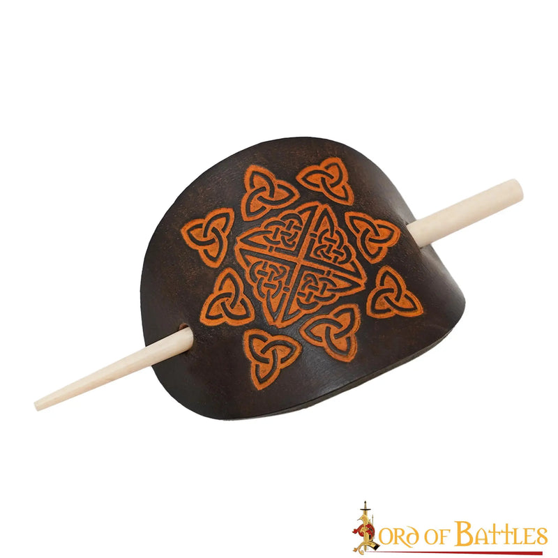 Épingle à cheveux avec nœuds celtiques, cuir 