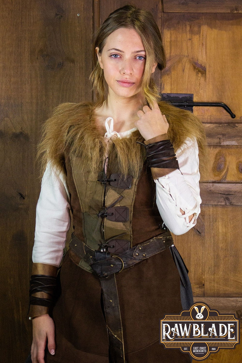 Falcon leren jerkin, dames, bruin