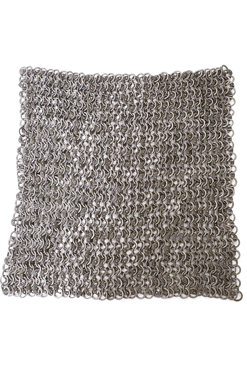 Römisches Kettengeflecht, 20x20 cm, Rundringe Rundnieten, 6 mm 