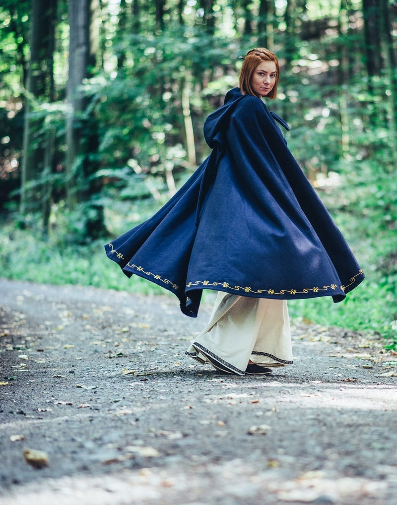 Cloak Ceridwen, wool blend, blue