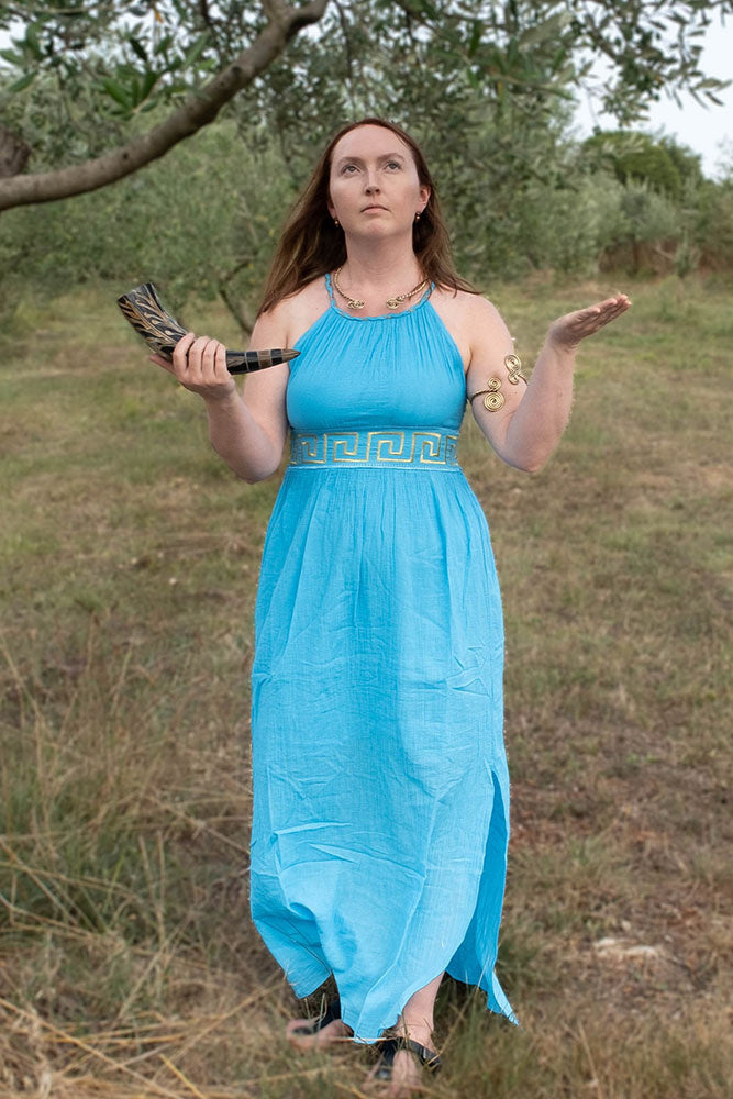 Déesse robe Circé, turquoise 