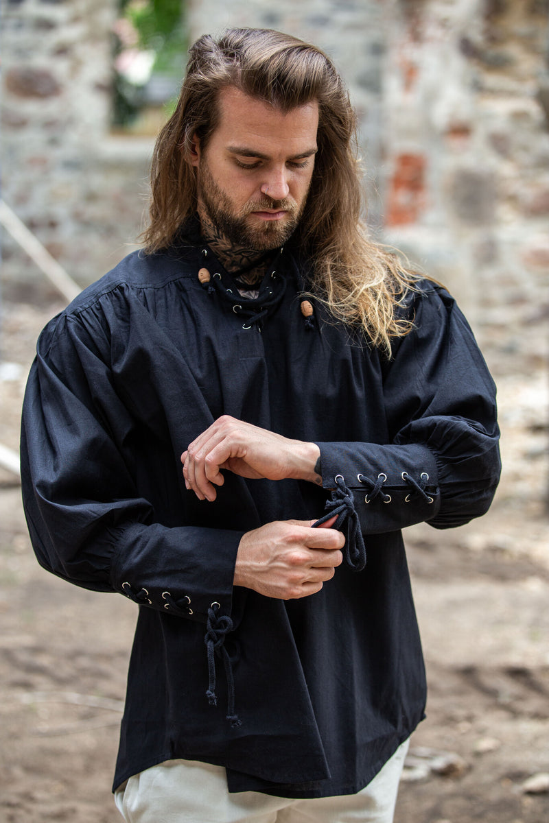 Chemise médiévale Bernard, noir 