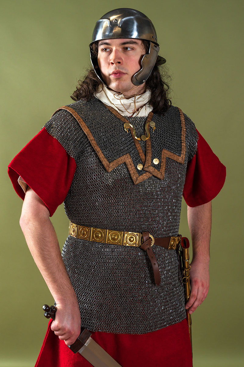 Roman lorica hamata, mixed flat rings - round rivets, 9 mm