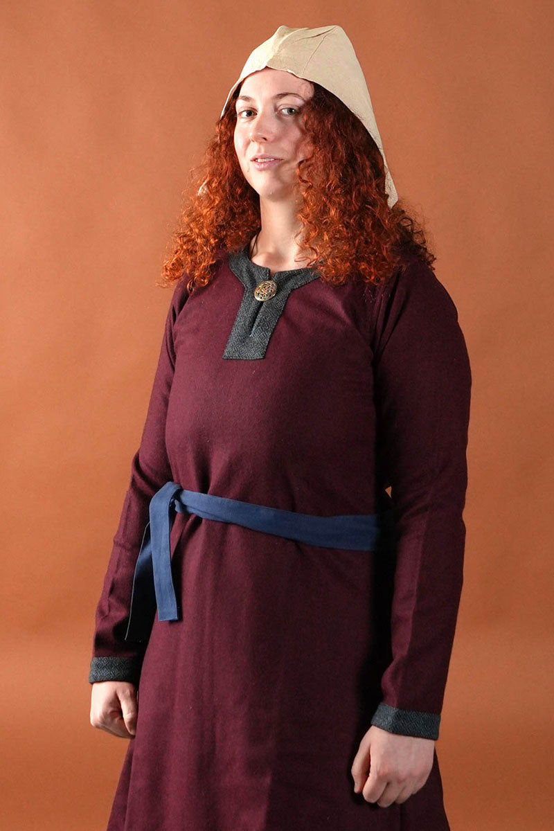 Wollen Viking jurk Siggi, bordeauxrood