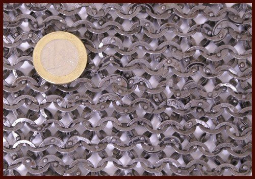 Chain mail piece, flat rings - round rivets, 20 x 20 cm