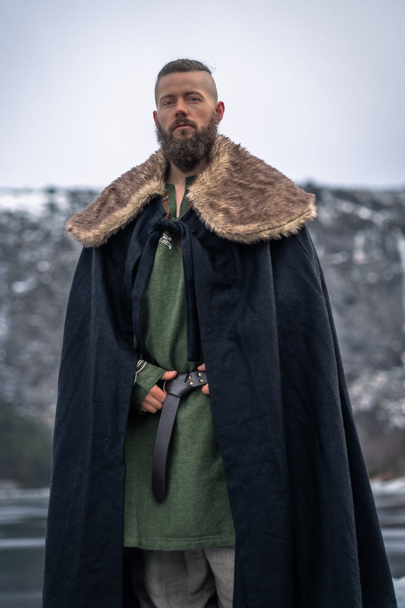 Bontmantel John, zwart, wolmix