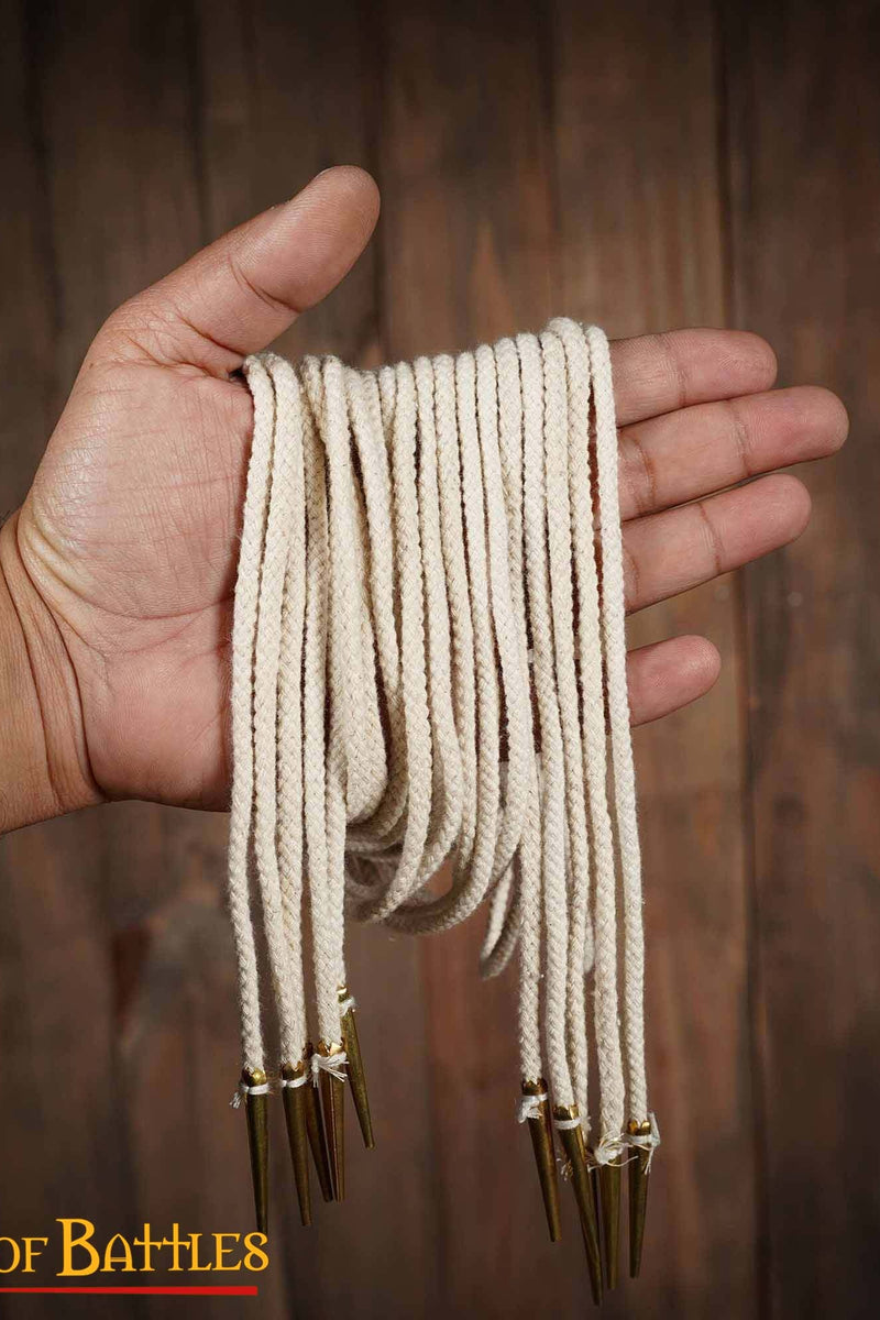 Veters met aiglets 150 cm, set van 5, naturel