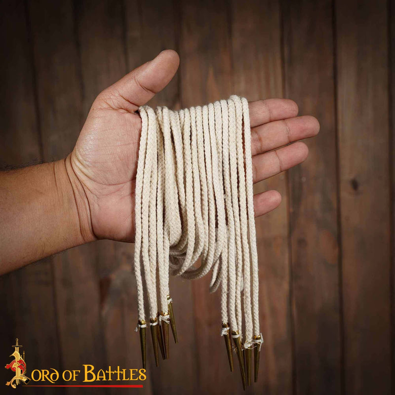 Veters met aiglets 150 cm, set van 5, naturel