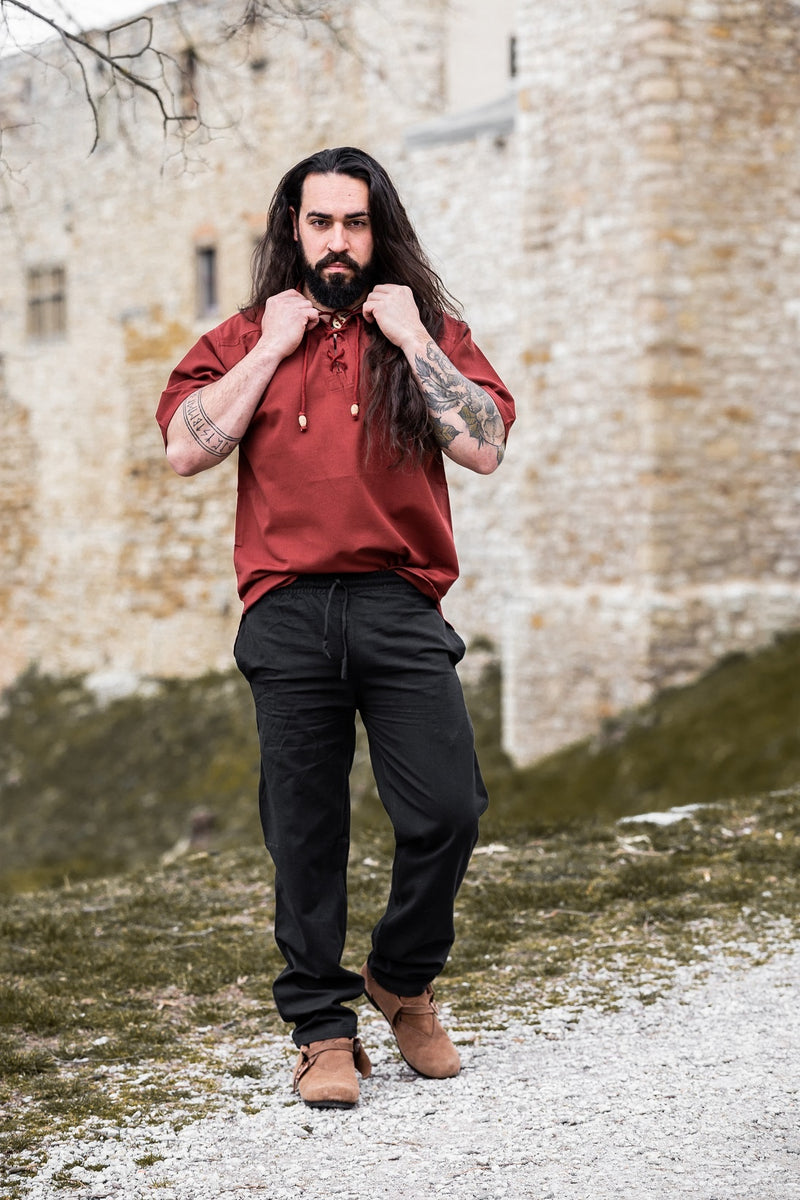 Middeleeuws hemd met korte mouwen, rood