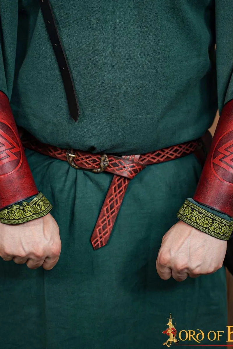 Leren bracers Valknut, rood